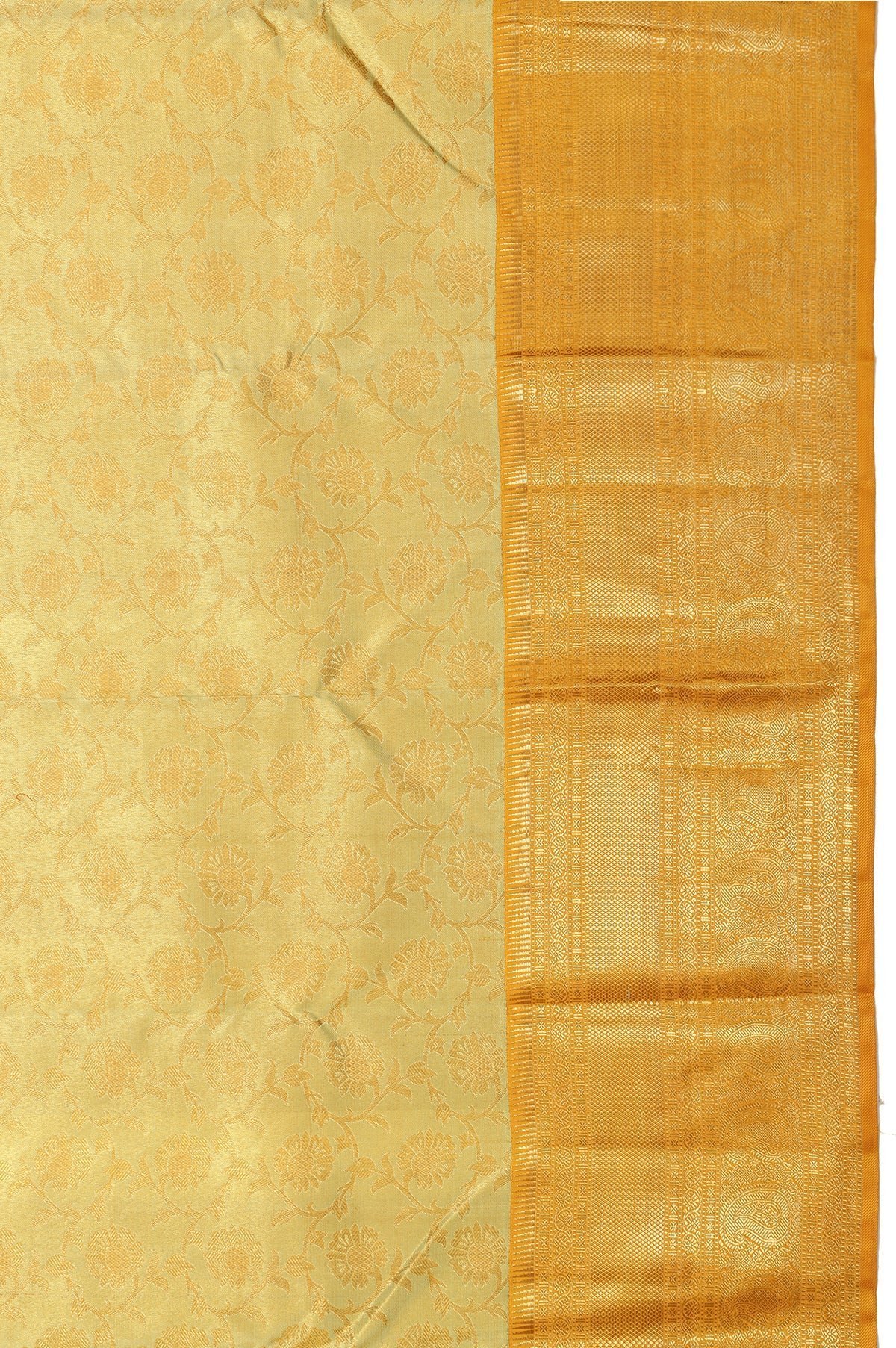 Golden Kanchipuram Tissue Silk Saree - Image 2