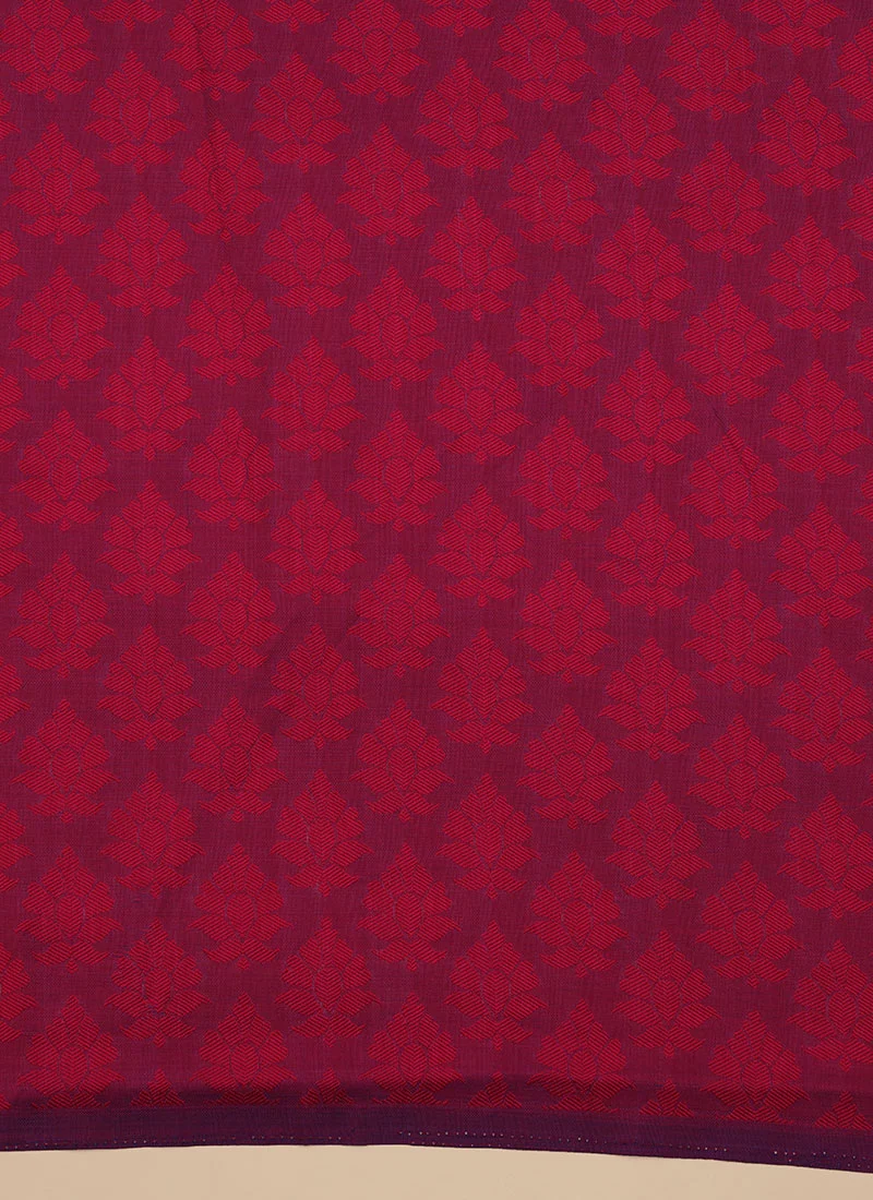 Magenta Kanchipuram Silk Zari Woven Saree Festive Wear - Image 5