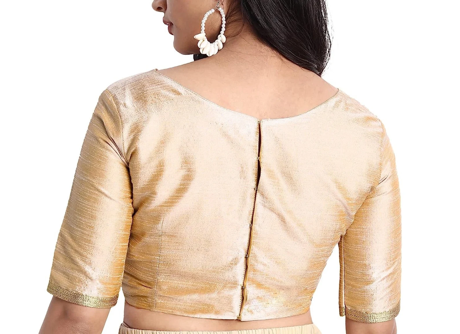 Dupion Silk Blouse, Boat Neck Saree Top, Women's Blouse - Image 8