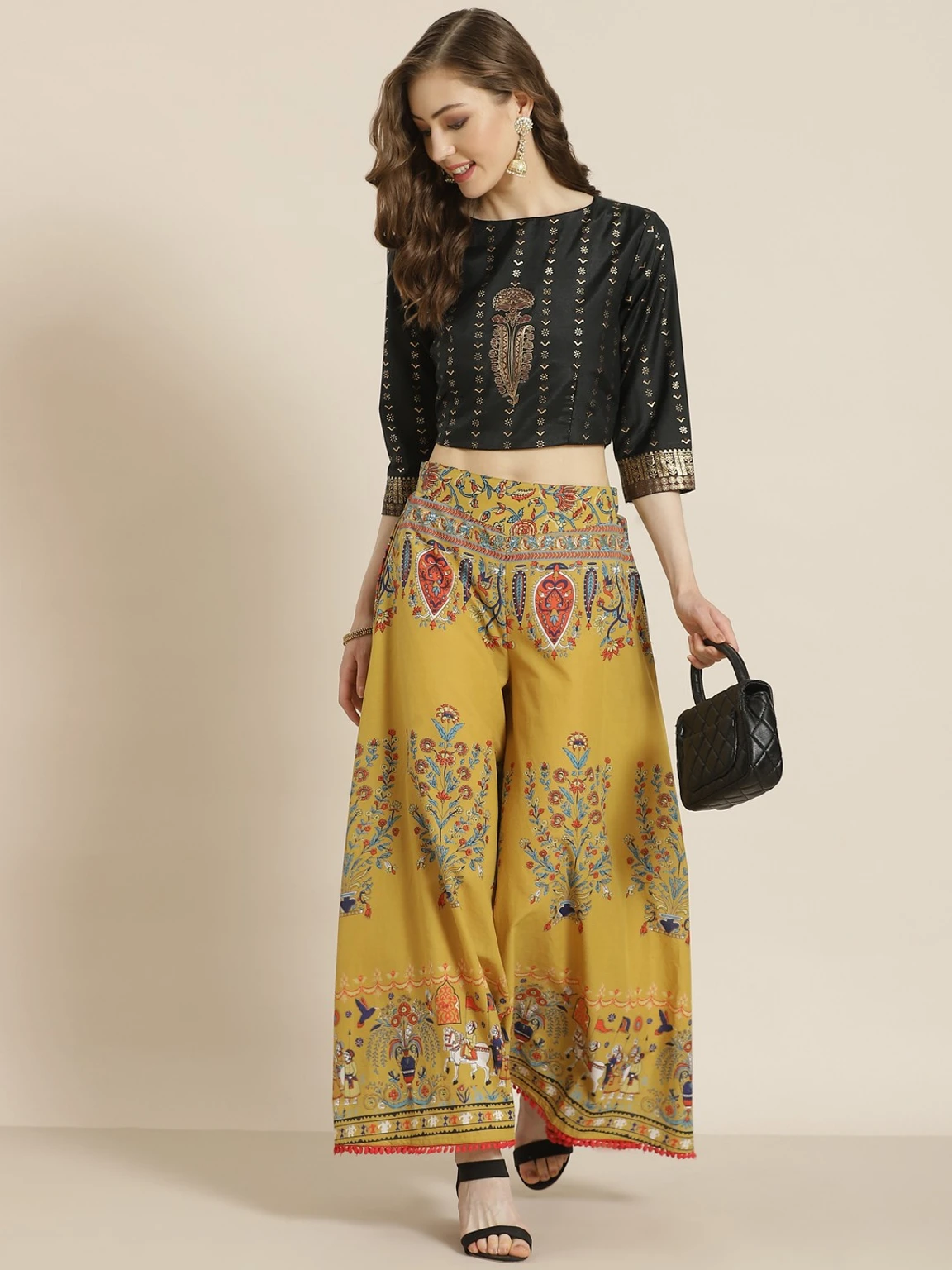 Women Flared Multicolor Pure Cotton Palazzos