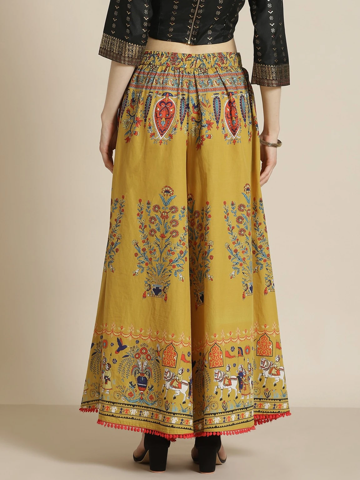 Women Flared Multicolor Pure Cotton Palazzos - Image 6
