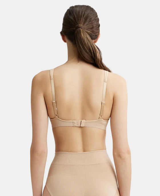 Wire free Non Padded Soft Touch Microfiber Elastane Stretch Full Coverage Everyday Bra with Stylized Mesh Panel - Image 5