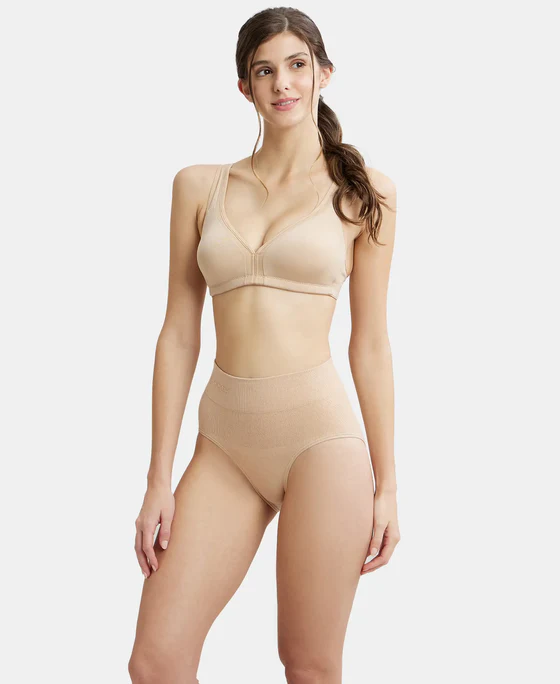 Wire free Non Padded Soft Touch Microfiber Elastane Stretch Full Coverage Everyday Bra with Stylized Mesh Panel - Image 6