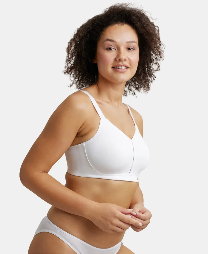 Non Padded Super Combed Cotton Elastane Stretch Full Coverage Minimizer Bra - Image 15