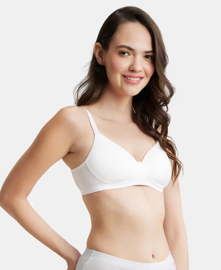 Wire free Padded Super Combed Cotton Elastane Stretch Full Coverage Slip-On Beginners Bra - Image 10