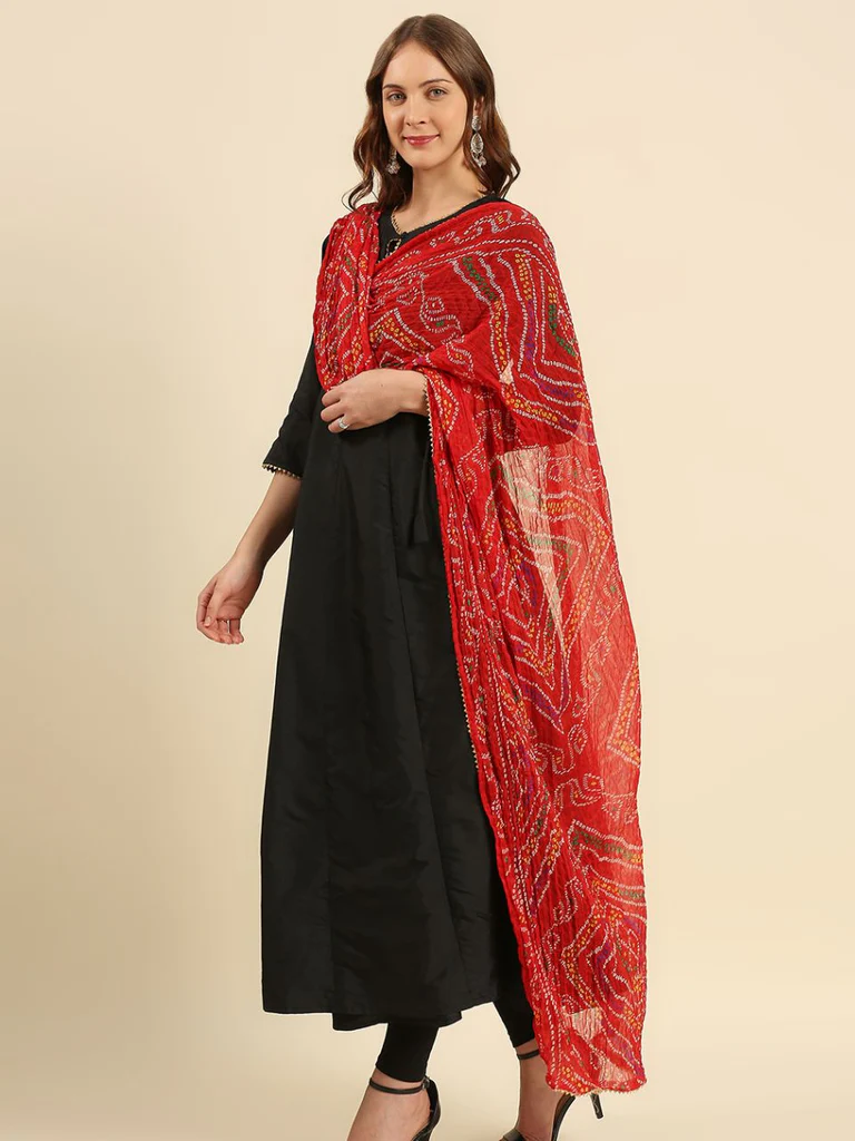 Multi Printed Bandhini Chiffon Dupatta - Image 5